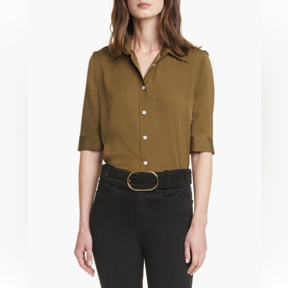 Frame Denim Tops - FRAME Denim women’s Epaulet Silk Shirt